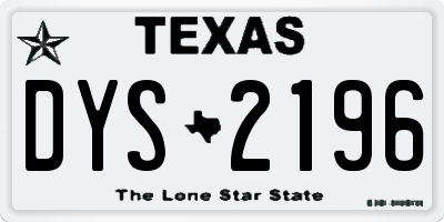 TX license plate DYS2196