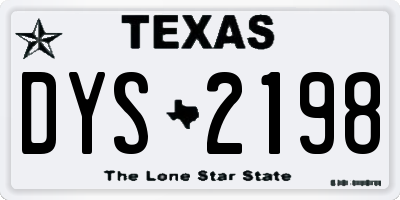 TX license plate DYS2198