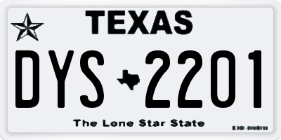 TX license plate DYS2201