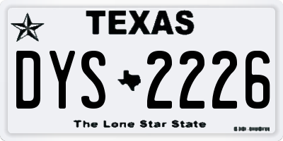 TX license plate DYS2226