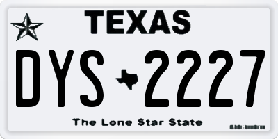 TX license plate DYS2227