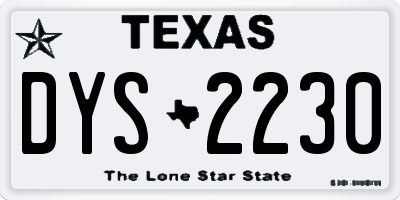 TX license plate DYS2230