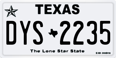 TX license plate DYS2235