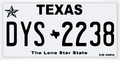 TX license plate DYS2238