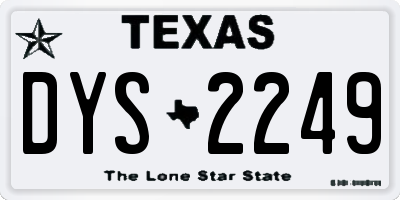 TX license plate DYS2249