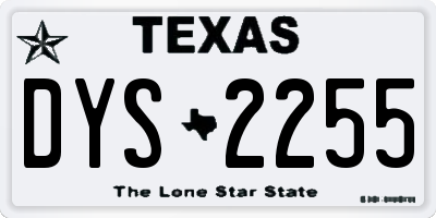 TX license plate DYS2255