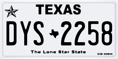 TX license plate DYS2258