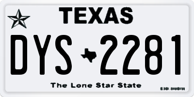 TX license plate DYS2281