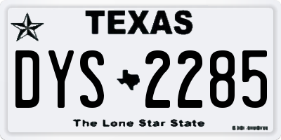 TX license plate DYS2285
