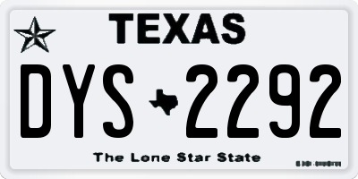 TX license plate DYS2292