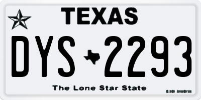 TX license plate DYS2293
