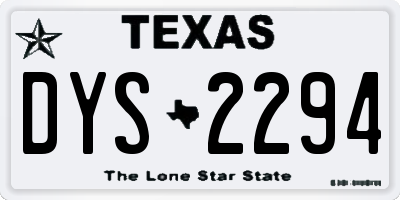 TX license plate DYS2294