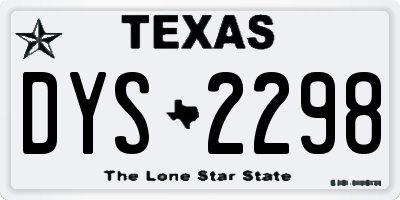 TX license plate DYS2298
