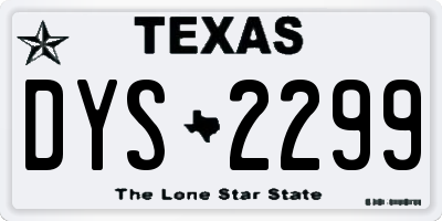 TX license plate DYS2299