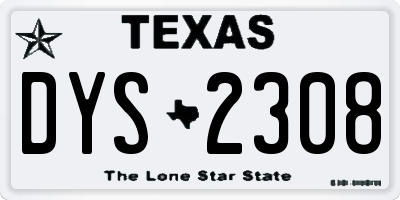 TX license plate DYS2308