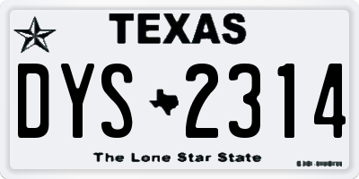 TX license plate DYS2314