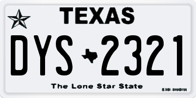 TX license plate DYS2321