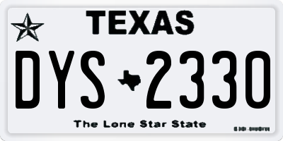 TX license plate DYS2330