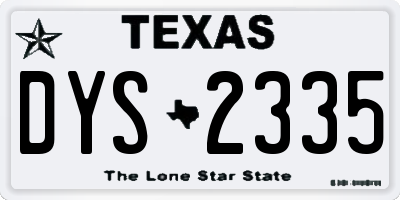 TX license plate DYS2335