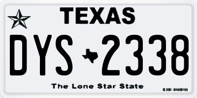 TX license plate DYS2338
