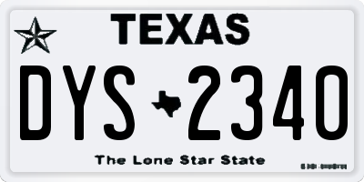 TX license plate DYS2340