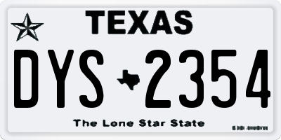 TX license plate DYS2354