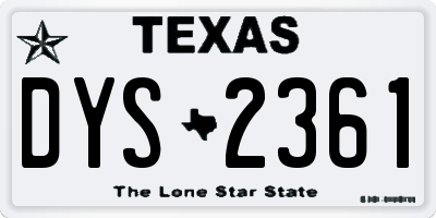 TX license plate DYS2361