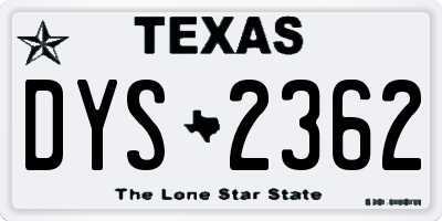 TX license plate DYS2362