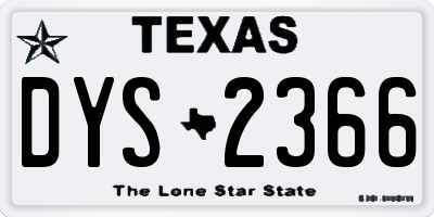 TX license plate DYS2366