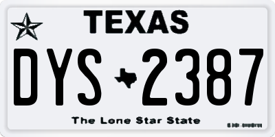 TX license plate DYS2387