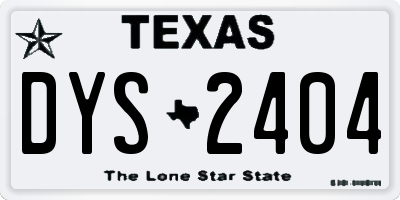 TX license plate DYS2404