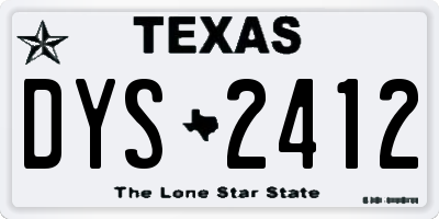 TX license plate DYS2412