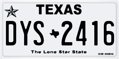 TX license plate DYS2416