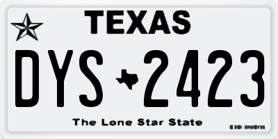 TX license plate DYS2423