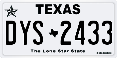 TX license plate DYS2433