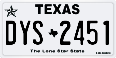 TX license plate DYS2451