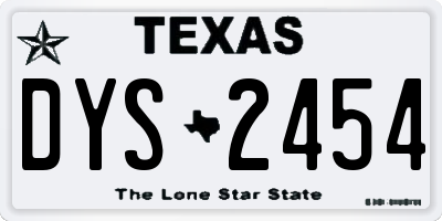 TX license plate DYS2454