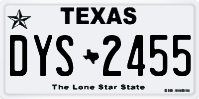 TX license plate DYS2455