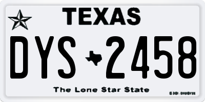 TX license plate DYS2458