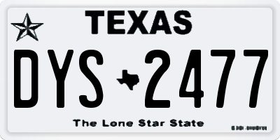 TX license plate DYS2477