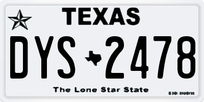 TX license plate DYS2478