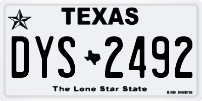 TX license plate DYS2492