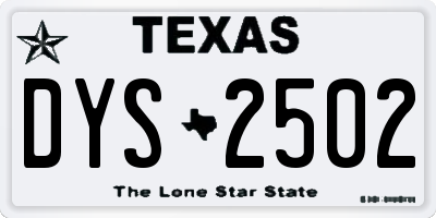 TX license plate DYS2502
