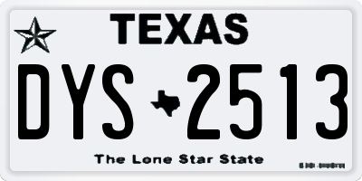 TX license plate DYS2513