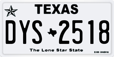 TX license plate DYS2518