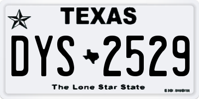 TX license plate DYS2529
