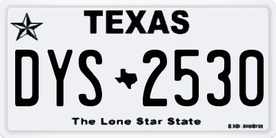 TX license plate DYS2530