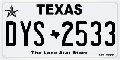 TX license plate DYS2533