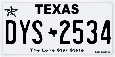 TX license plate DYS2534