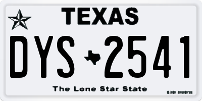 TX license plate DYS2541